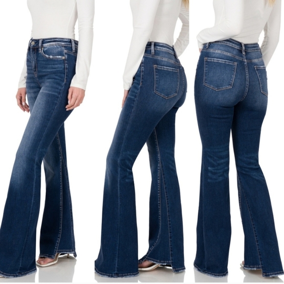 Zenana High Rise Panel Flare Denim by Zenana Dark Wash 25 NEW W-609 - Picture 1 of 8